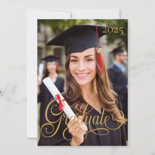 Élégant Photo Graduate Script Invitation (Devant)