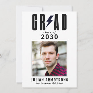 Elegant Photo Graduation Announcement & Grad Party Kaart