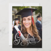 Élégant Photo Gradué White Script Invitation (Devant)