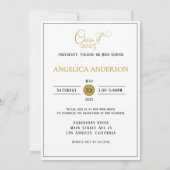 Élégant Photo Gradué White Script Invitation (Dos)