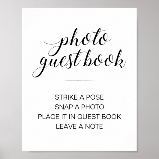 Elegant Photo Guest Book Wedding Sign Poster (Voorkant)