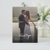 Elegant Photo Hand-Lettered Wedding Bedankkaart (Staand voorkant)