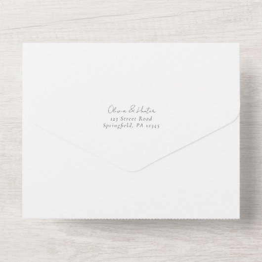 Elegant Photo Handwritding Wedding All In One Uitnodiging (Achterkant)