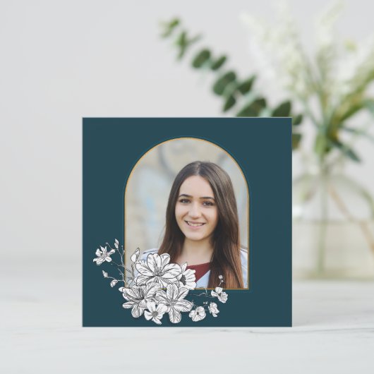 Elegant Photo Hebrew Bat Mitzvah Uitnodiging (Staand voorkant)