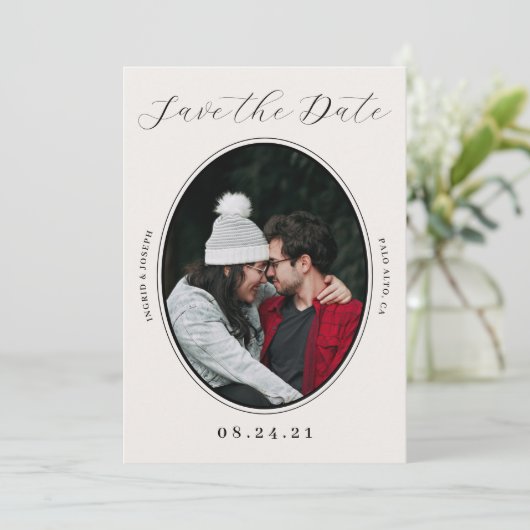 Elegant Photo Lijst Flat Save the Date Kaart (Staand voorkant)