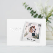 Elegant Photo Lijst Script Wedding Bedankkaart (Staand voorkant)
