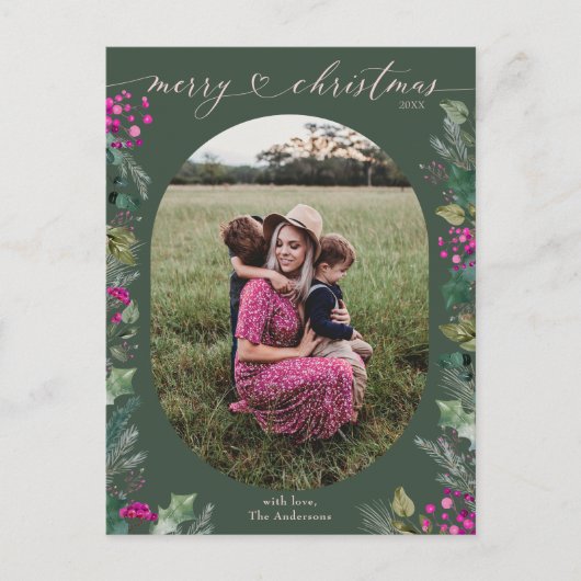 Elegant Photo Merry Kerstmis Feestdagenkaart (Voorkant)