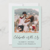 Elégant Photo Mint Mariage Réception Invitation (Devant)