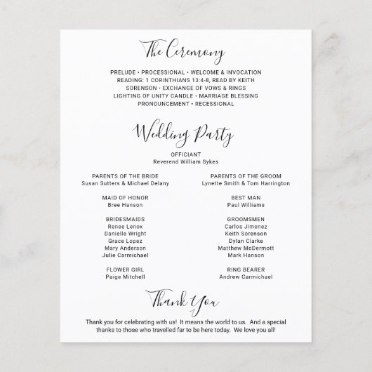 Elegant Photo Modern Wedding Program (Achterkant)