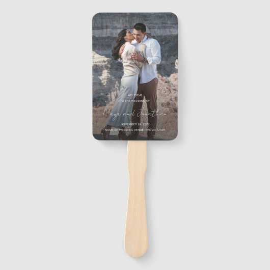 Elegant Photo Modern Wedding Program Handwaaier (Voorkant)