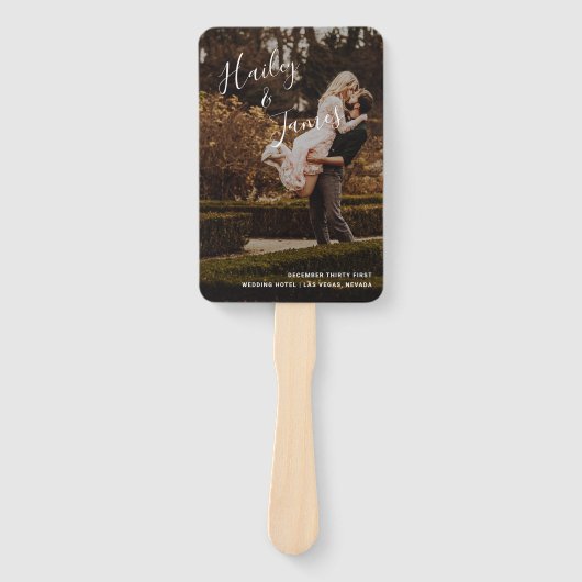 Elegant Photo Modern Wedding Program Handwaaier (Voorkant)