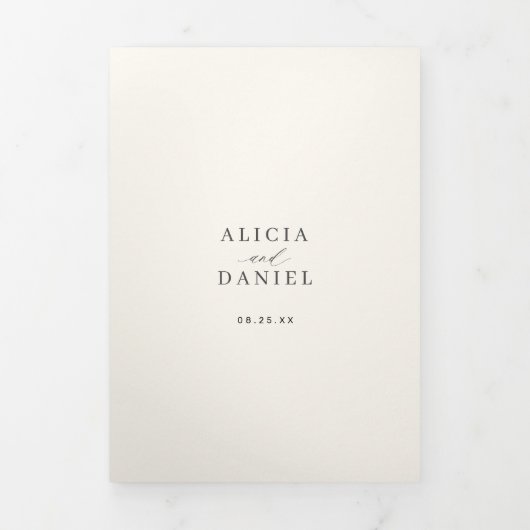 Elegant photo modern wedding RSVP details QR code  Drieluik Uitnodiging (Cover)