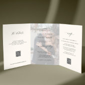 Elegant photo modern wedding RSVP details QR code  Drieluik Uitnodiging