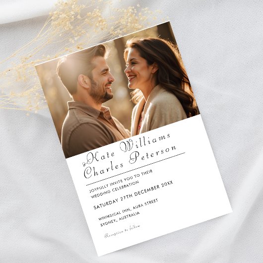 Elégant photo moderne code QR Faire-part de mariag