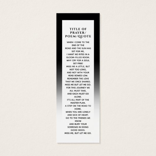 Elégant Photo moderne Love Carte de prière mémoire (Dos)