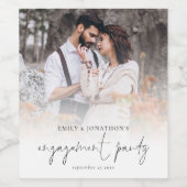 Elegant Photo Overlay Engagement Party Wijn Etiket (Enkel label)
