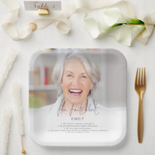 Elegant Photo Overlay Fun Facts Retirement Party Papieren Bordje