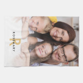 Elegant Photo Overlay Monogram Initiaal Name Theedoek (Horizontaal)