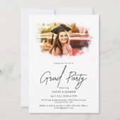 Elegant Photo Overlay Script Afstudeerder Party Kaart (Voorkant)