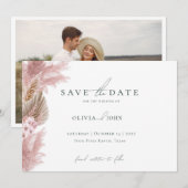 Elegant Photo Pampas Grass Wedding Save the Date (Devant / Derrière)