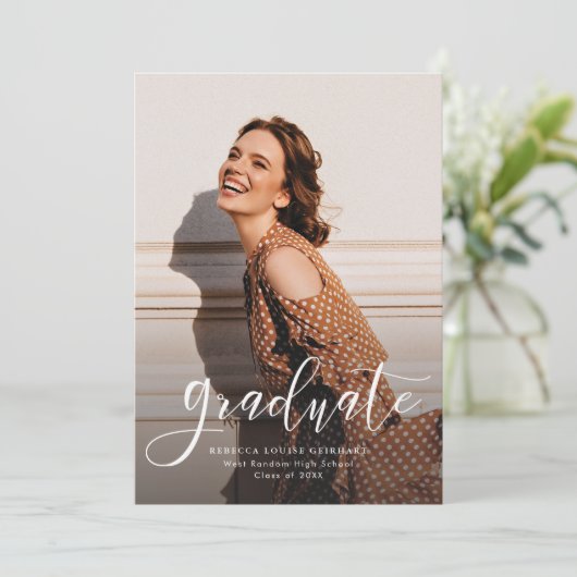 Elegant Photo Script Afstuderen 2025 Aankondiging (Staand voorkant)