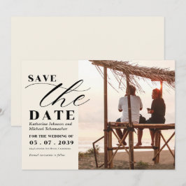 Elegant Photo script calligraphy & QR Code Wedding Save The Date