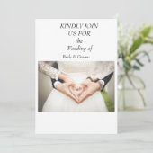 Elegant Photo Script Custom Wedding Invitation Kaart (Staand voorkant)