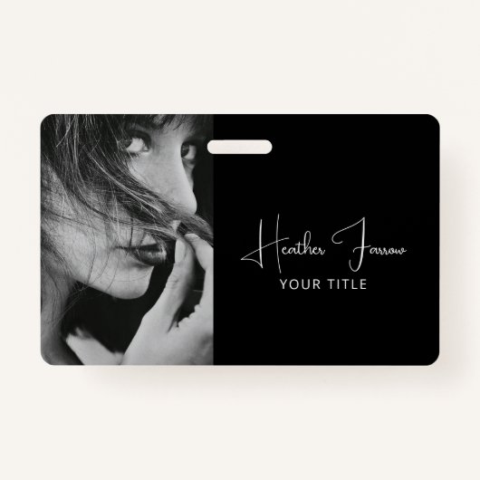 Elegant Photo Script Name Title  Badge (Voorkant)