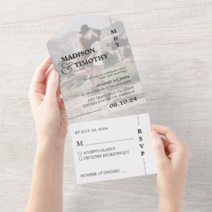 Elegant Photo Script Simple Typography Weddenschap All In One Uitnodiging