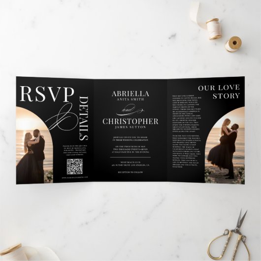 Elegant Photo Tri-Fold Wedding Invitation (Intérieur)