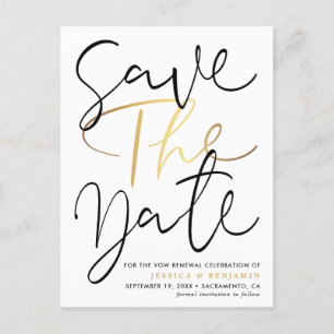 Elegant Photo Vow Renewal Save the Date Aankondigingskaart