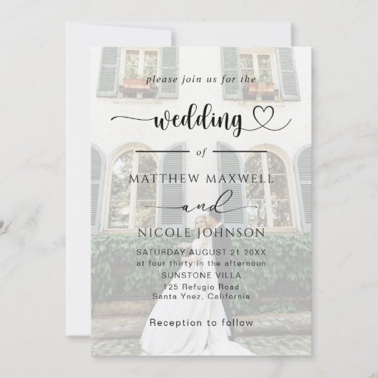 Elegant Photo Wedding Invitation Customizable (Devant)