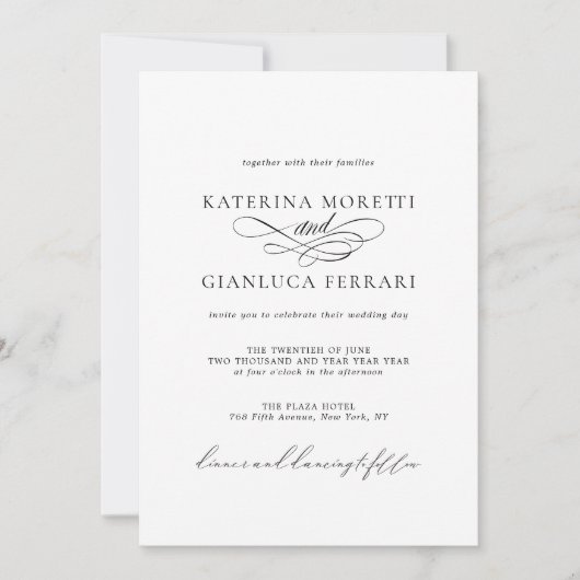 Elegant Photo Wedding Invitation met RSVP Kaart (Voorkant)