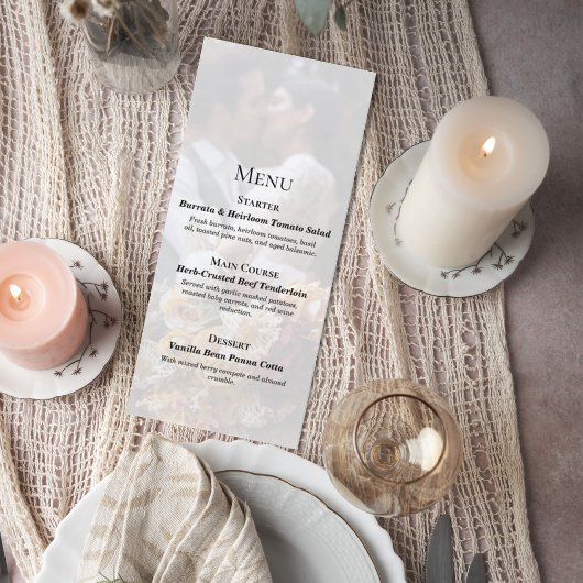 Elegant Photo Wedding Menu Card