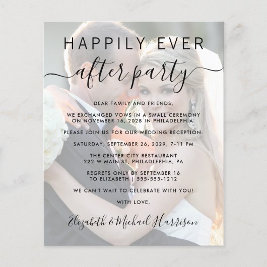 Elegant Photo Wedding Reception Budget Flyer (Voorkant)