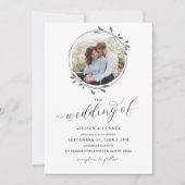 Elegant Photo Wedding Romantic Script Invitation Kaart (Voorkant)