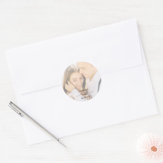 Elegant Photo Wedding Ronde Sticker (Envelop)