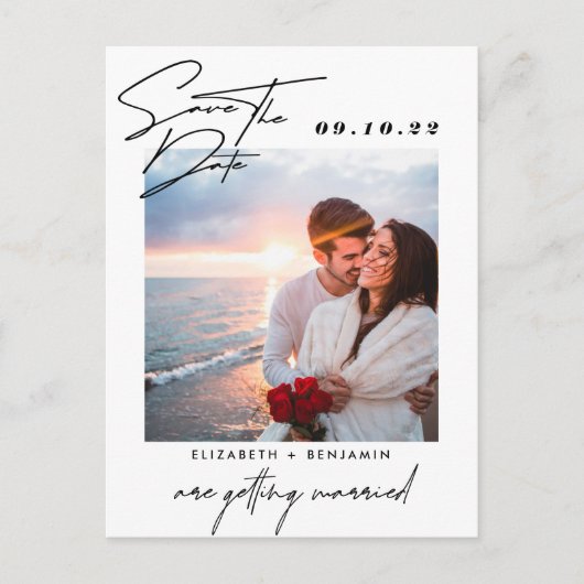 Elegant Photo Wedding Save the Date Aankondigingskaart (Voorkant)