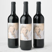 Elegant Photo Wedding Wine Favor Wijn Etiket (Flessen)