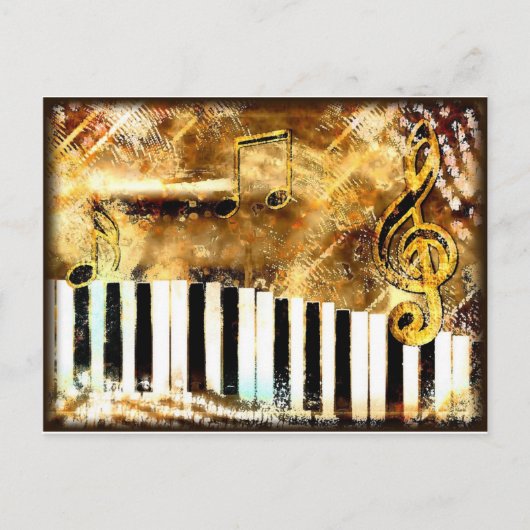 Elegant Piano Music & Notes Briefkaart (Voorkant)