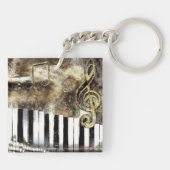 Elegant Piano Music & Notes Sleutelhanger (Achterkant)