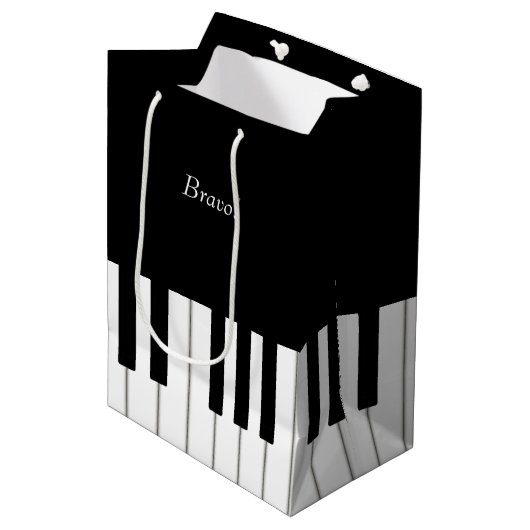 Elegant Piano-toetsenbord - Aangepaste naam en ber Medium Cadeauzakje (Voorkant Gekanteld)