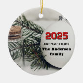 Elegant Pine 2025 Oud & Nieuw op maat Keramisch Ornament (Voorkant)
