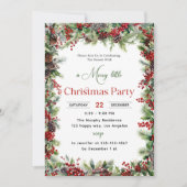 Elégant Pine & Berry Christmas Party Invitation (Devant)