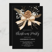 Elegant Pine Bow kerstfeest Kaart (Voorkant / Achterkant)