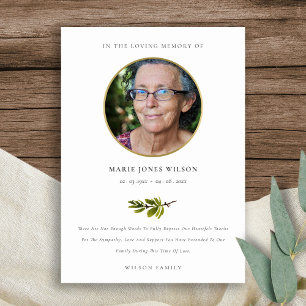 Elegant Pine Branch Fauna Fotosympathie Memorial Bedankkaart