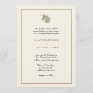 Elegant Pine Cone Wedding Invitation Kaart