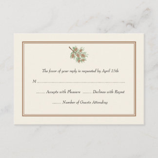 Elegant Pine Cone Wedding RSVP-kaarten RSVP Kaartje
