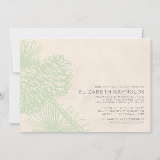 Élégant Pine Cônes Douche nuptiale Invitations (Devant)