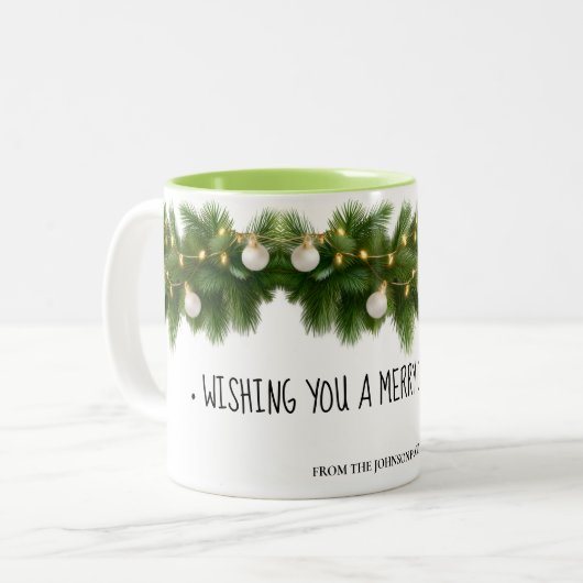 Elegant Pine Garland Christmas Mug (Devant gauche)